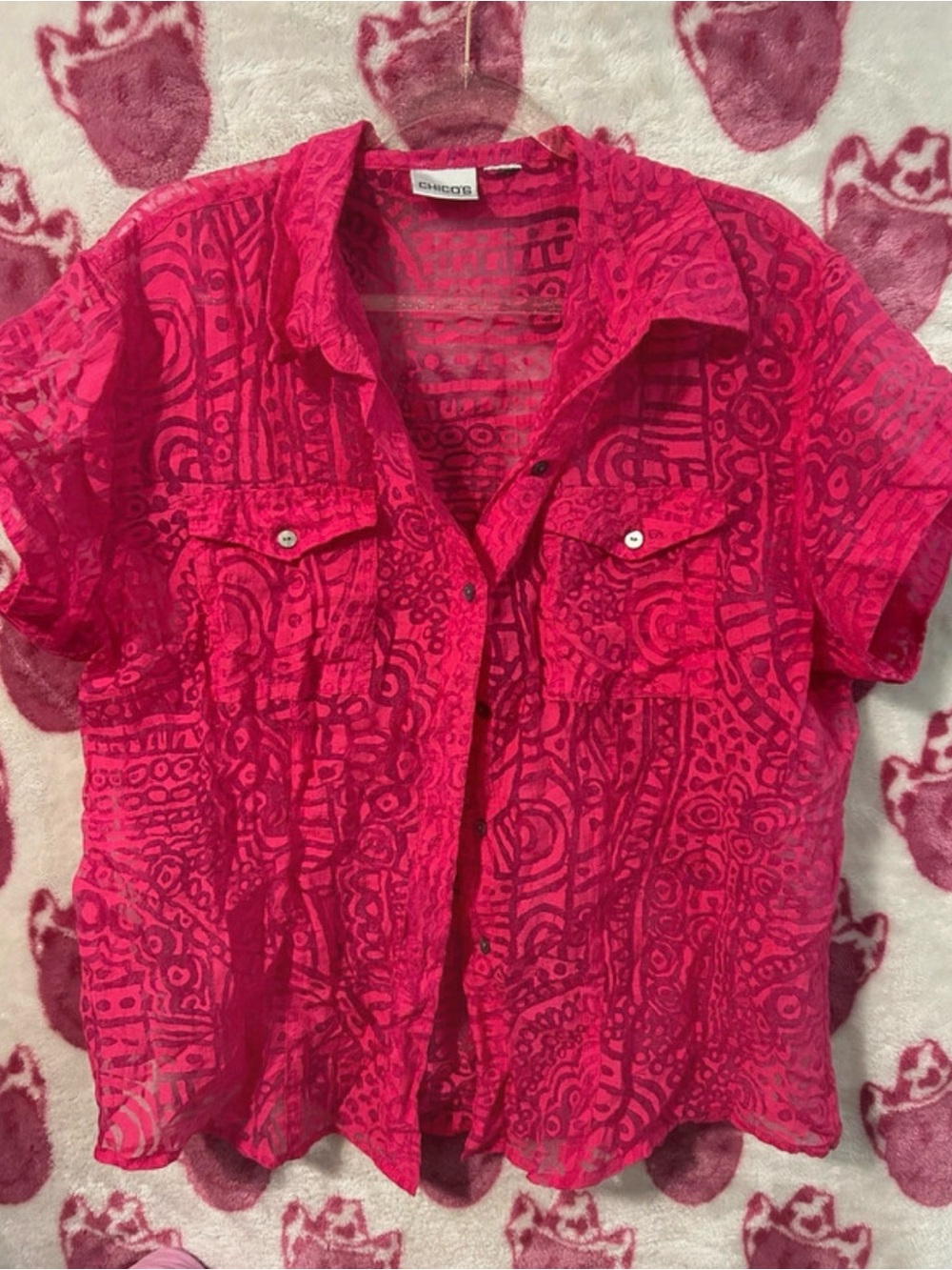 Vintage y2k CHICOS mesh button up rave top! Great condition!